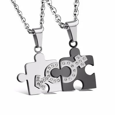 Matching Necklace For Couples Puzzle Design Matching Necklace For Couples Puzzle Design