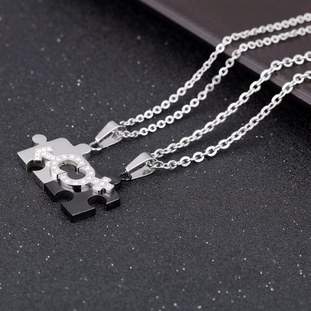 Matching Necklace For Couples Puzzle Design Matching Necklace For Couples Puzzle Design