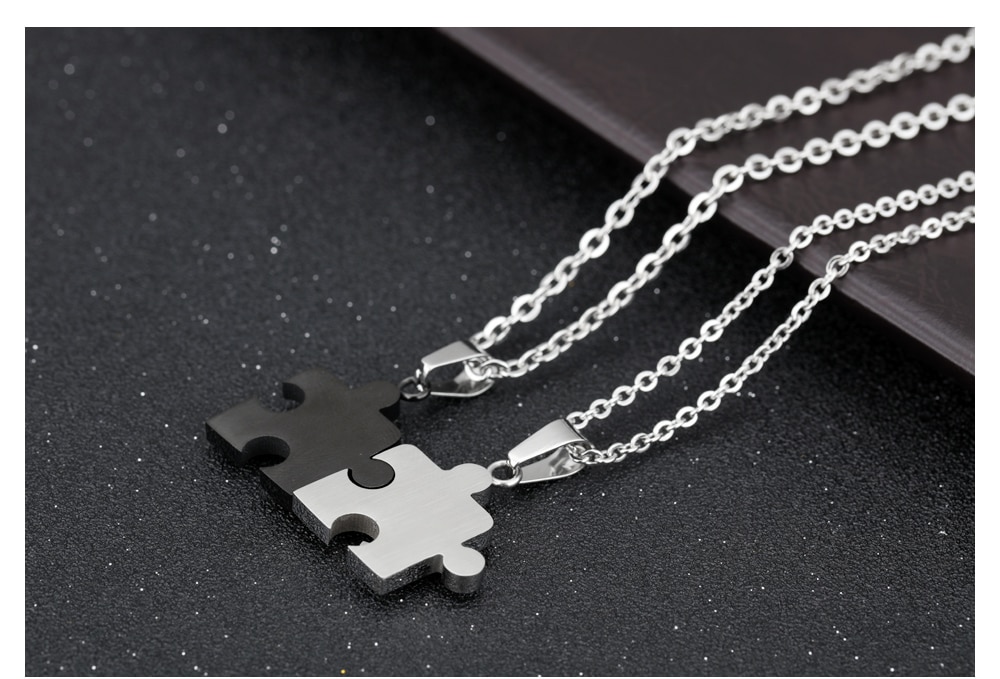Matching Necklace For Couples Puzzle Design Matching Necklace For Couples Puzzle Design