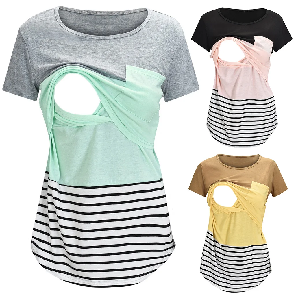 Maternity Clothes Casual Tops Nursing For Breastfeeding T Shirt Striped Print Women Maternity Short Sleeve Maternity Maternity Clothes Casual Tops Nursing For Breastfeeding T Shirt Striped Print Women Maternity Short Sleeve Maternity