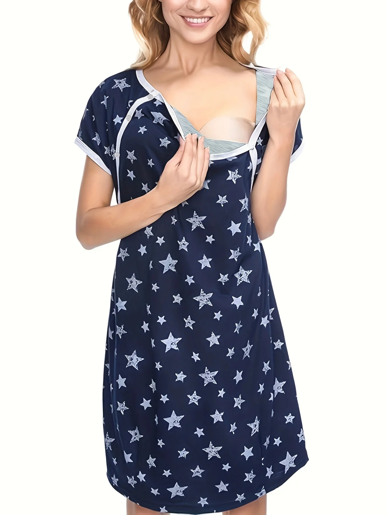 Maternity Sleepwear Women 3 in 1 Delivery/Labor/Nursing Nightgown Short Sleeve Breastfeeding Sleep Dress Maternity Maternity Sleepwear Women 3 in 1 Delivery/Labor/Nursing Nightgown Short Sleeve Breastfeeding Sleep Dress Maternity