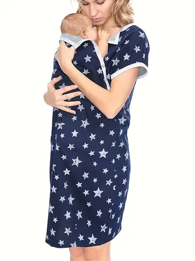Maternity Sleepwear Women 3 in 1 Delivery/Labor/Nursing Nightgown Short Sleeve Breastfeeding Sleep Dress Maternity Maternity Sleepwear Women 3 in 1 Delivery/Labor/Nursing Nightgown Short Sleeve Breastfeeding Sleep Dress Maternity