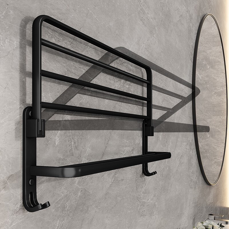 Matte Black 50CM Folding Holder With Hook Towel Holder Wall Mount Aluminum Towel Rack Matte Black 50CM Folding Holder With Hook Towel Holder Wall Mount Aluminum Towel Rack
