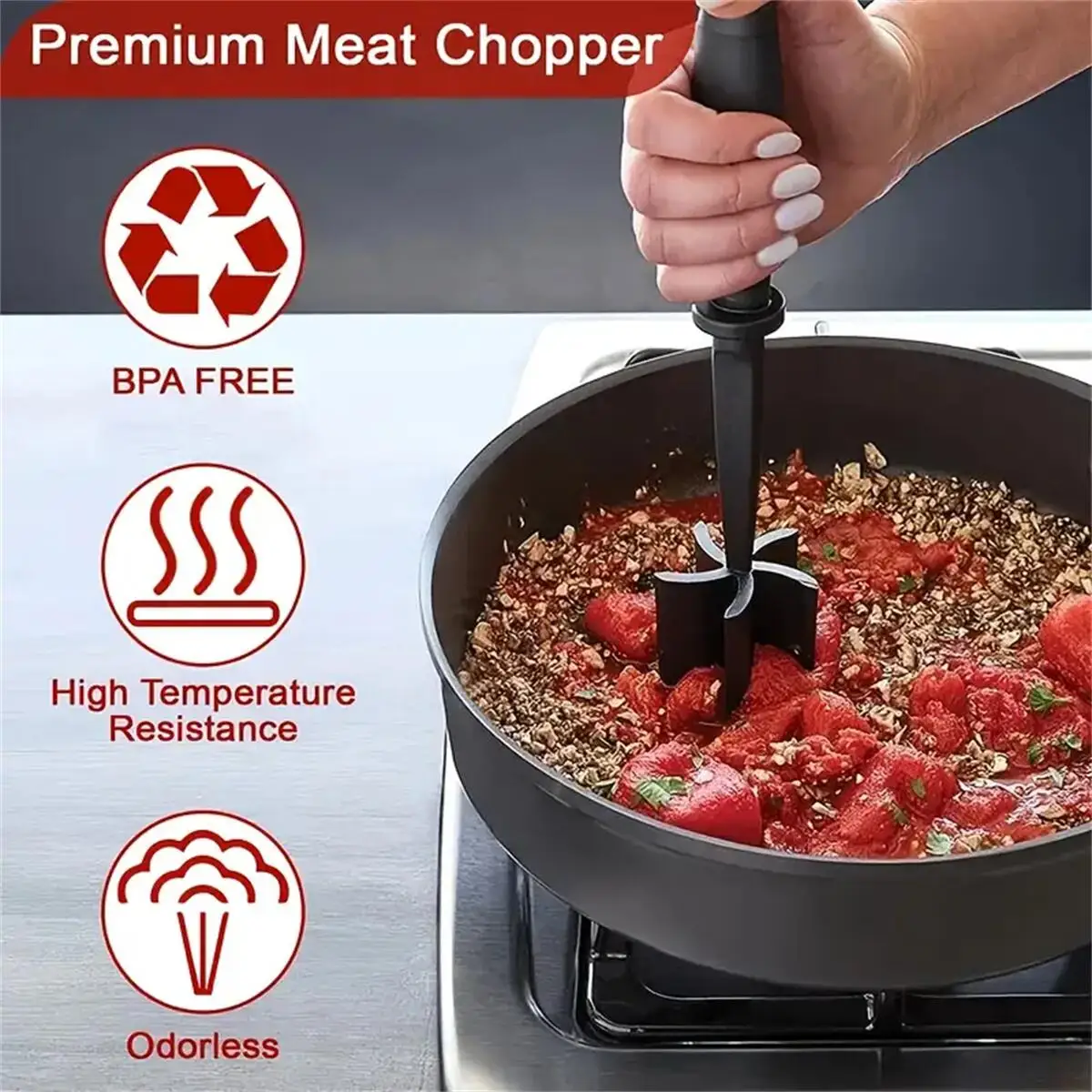 Meat Chopper, Meat Shredder, Heat Resistant Suitable For Hamburger Meat Ground Beef Smasher