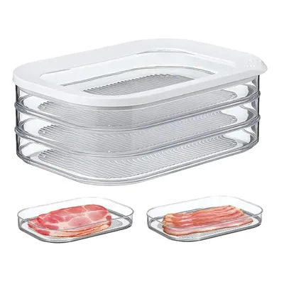 Meat Container for Fridge Bacon Lunch Meat Container for Refrigerator Meal Prep Containers Stackable Food Storage Boxes