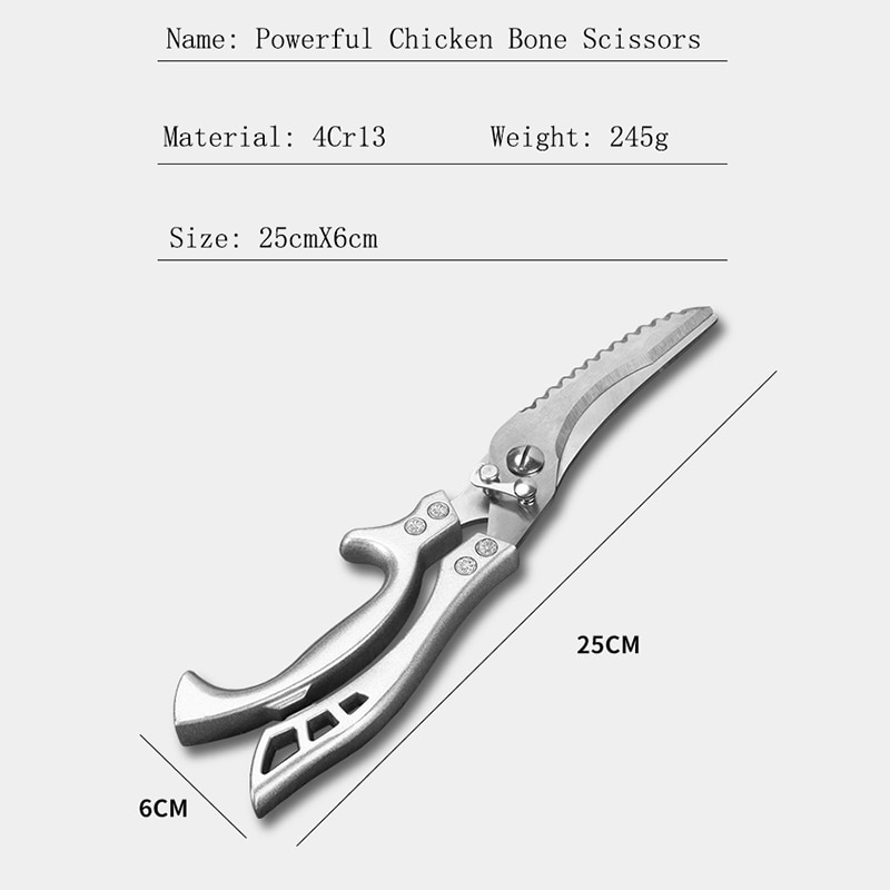 Meat Cutting Scissors with Scale Scraper