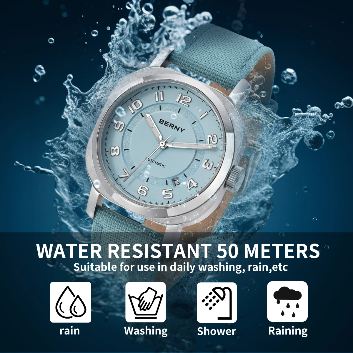 Mechanical Watch for Women Self-wind Pillow Cushion Sapphire Super Luminous Wristwatch Canvas Calendar Watch for Ladies Mechanical Watch for Women Self-wind Pillow Cushion Sapphire Super Luminous Wristwatch Canvas Calendar Watch for Ladies