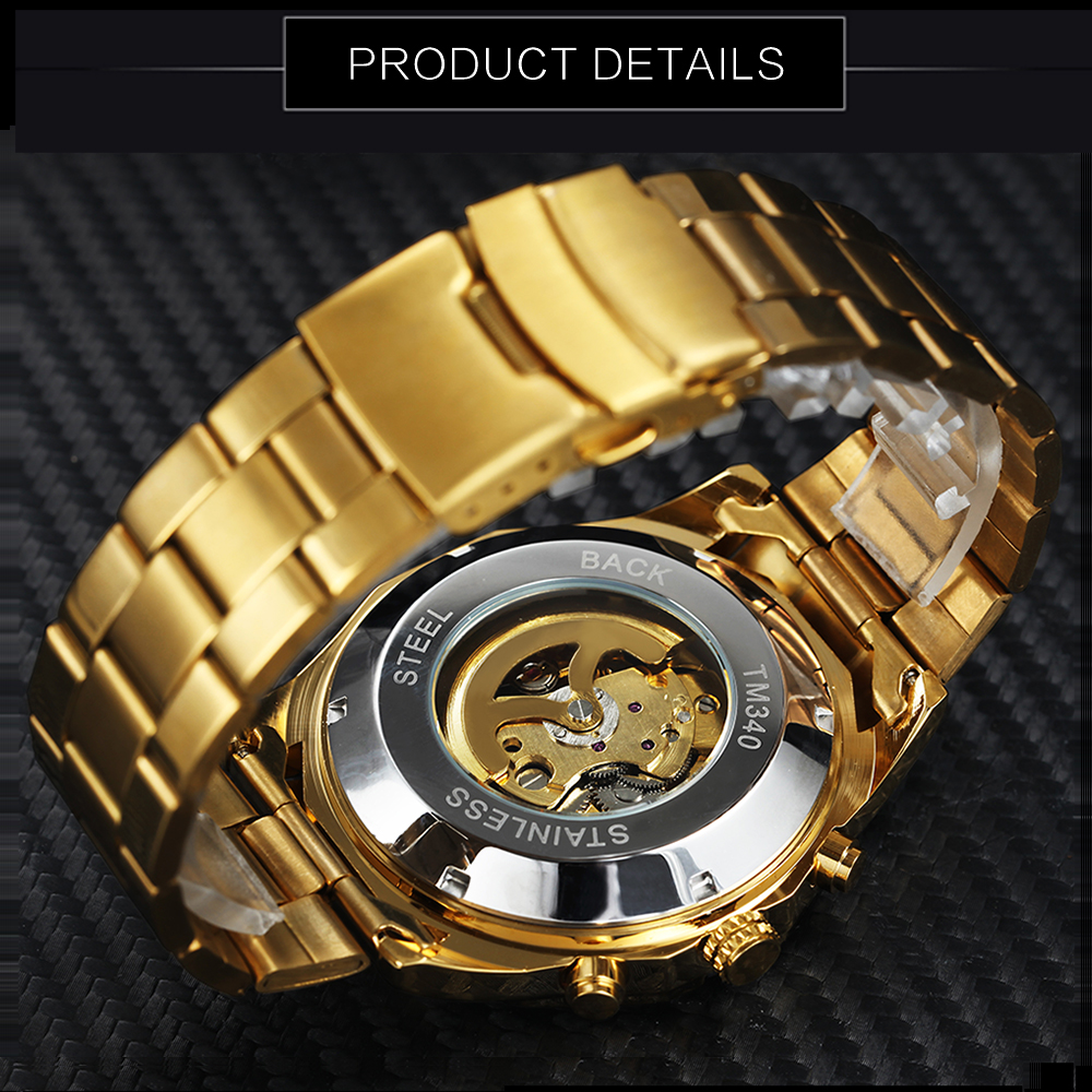 Mechanical Watch Gold Skull Timepiece