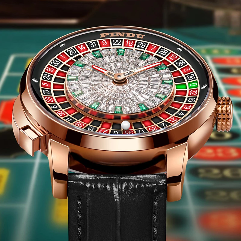 Mechanical Watches Men Push Button Turn Russian Roulette Game Sapphire Mirror Diamond Dial Men's Watch Mechanical Watches Men Push Button Turn Russian Roulette Game Sapphire Mirror Diamond Dial Men's Watch