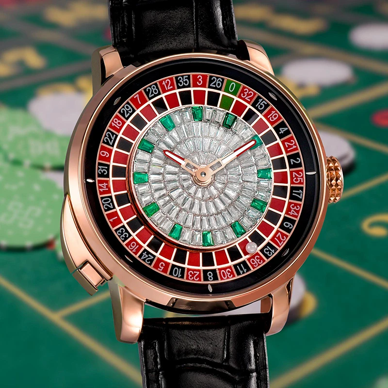 Mechanical Watches Men Push Button Turn Russian Roulette Game Sapphire Mirror Diamond Dial Men's Watch Mechanical Watches Men Push Button Turn Russian Roulette Game Sapphire Mirror Diamond Dial Men's Watch