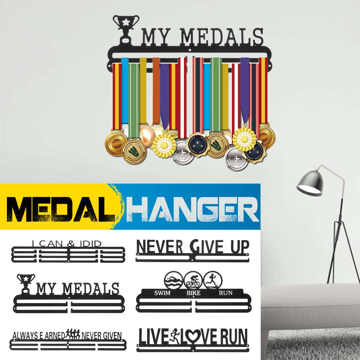 Medal Display Rack Wall-Mounted Hanger Medal Display Rack Wall-Mounted Hanger