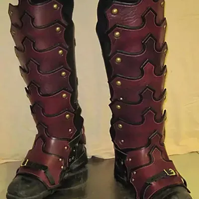 Medieval Larp PU Leather Leg Armor Gothic Greaves Gaiter Viking Knight Costume Kit Cosplay Rider Shoe Boot Cover For Men Medieval Larp PU Leather Leg Armor Gothic Greaves Gaiter Viking Knight Costume Kit Cosplay Rider Shoe Boot Cover For Men