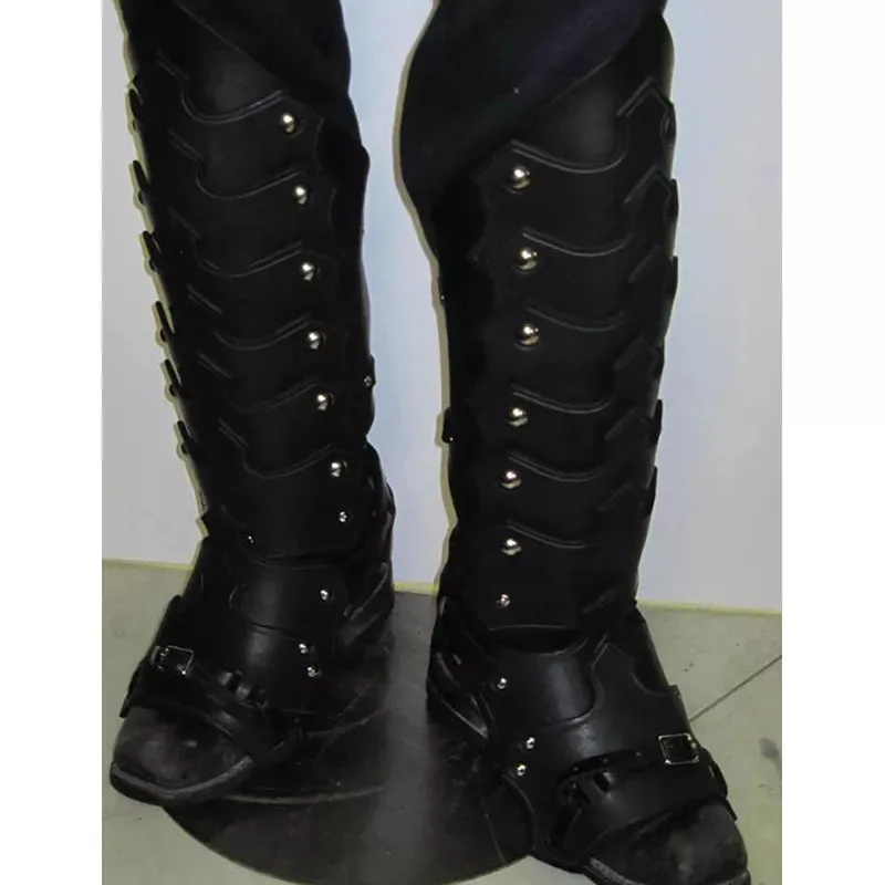 Medieval Larp PU Leather Leg Armor Gothic Greaves Gaiter Viking Knight Costume Kit Cosplay Rider Shoe Boot Cover For Men Medieval Larp PU Leather Leg Armor Gothic Greaves Gaiter Viking Knight Costume Kit Cosplay Rider Shoe Boot Cover For Men