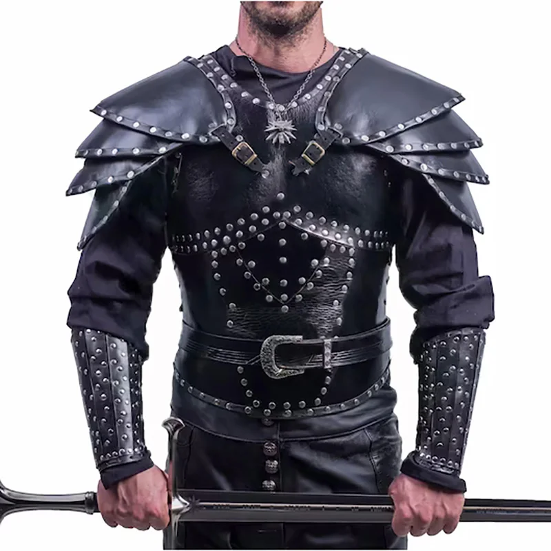 Medieval Viking Knight Shoulder Chest Armor Set Steampunk Breastplate Cuirass Gothic LARP Pauldrons Geralt Witch