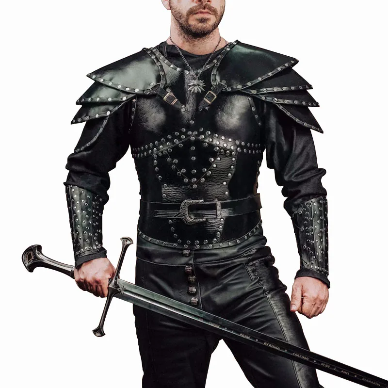 Medieval Viking Knight Shoulder Chest Armor Set Steampunk Breastplate Cuirass Gothic LARP Pauldrons Geralt Witch