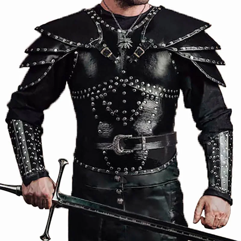 Medieval Viking Knight Shoulder Chest Armor Set Steampunk Breastplate Cuirass Gothic LARP Pauldrons Geralt Witch