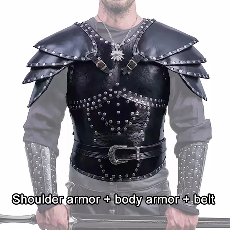 Medieval Viking Knight Shoulder Chest Armor Set Steampunk Breastplate Cuirass Gothic LARP Pauldrons Geralt Witch