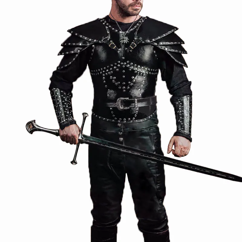 Medieval Viking Knight Shoulder Chest Armor Set Steampunk Breastplate Cuirass Gothic LARP Pauldrons Geralt Witch