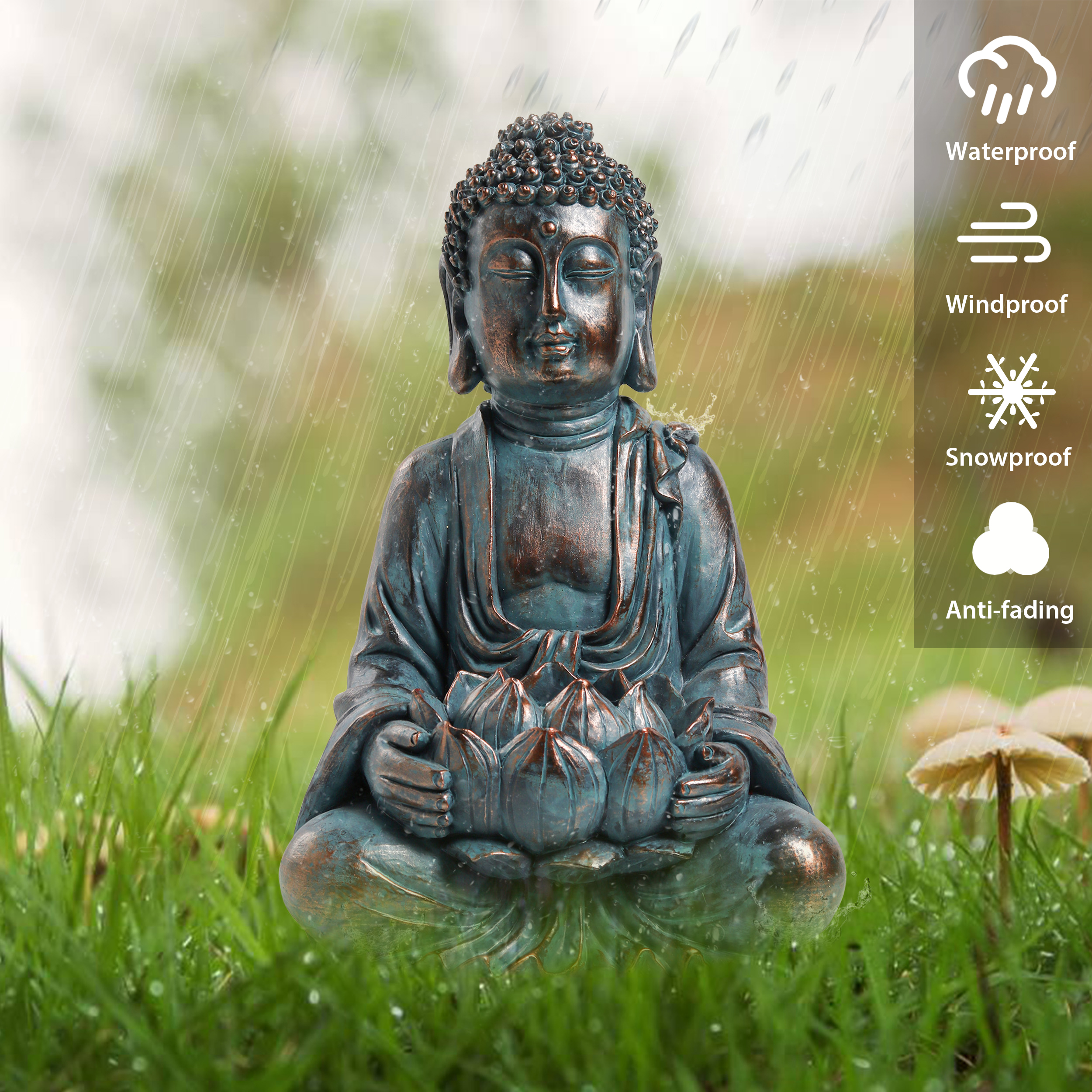 Meditating Garden Buddha Statue with Solar Light Meditating Garden Buddha Statue with Solar Light