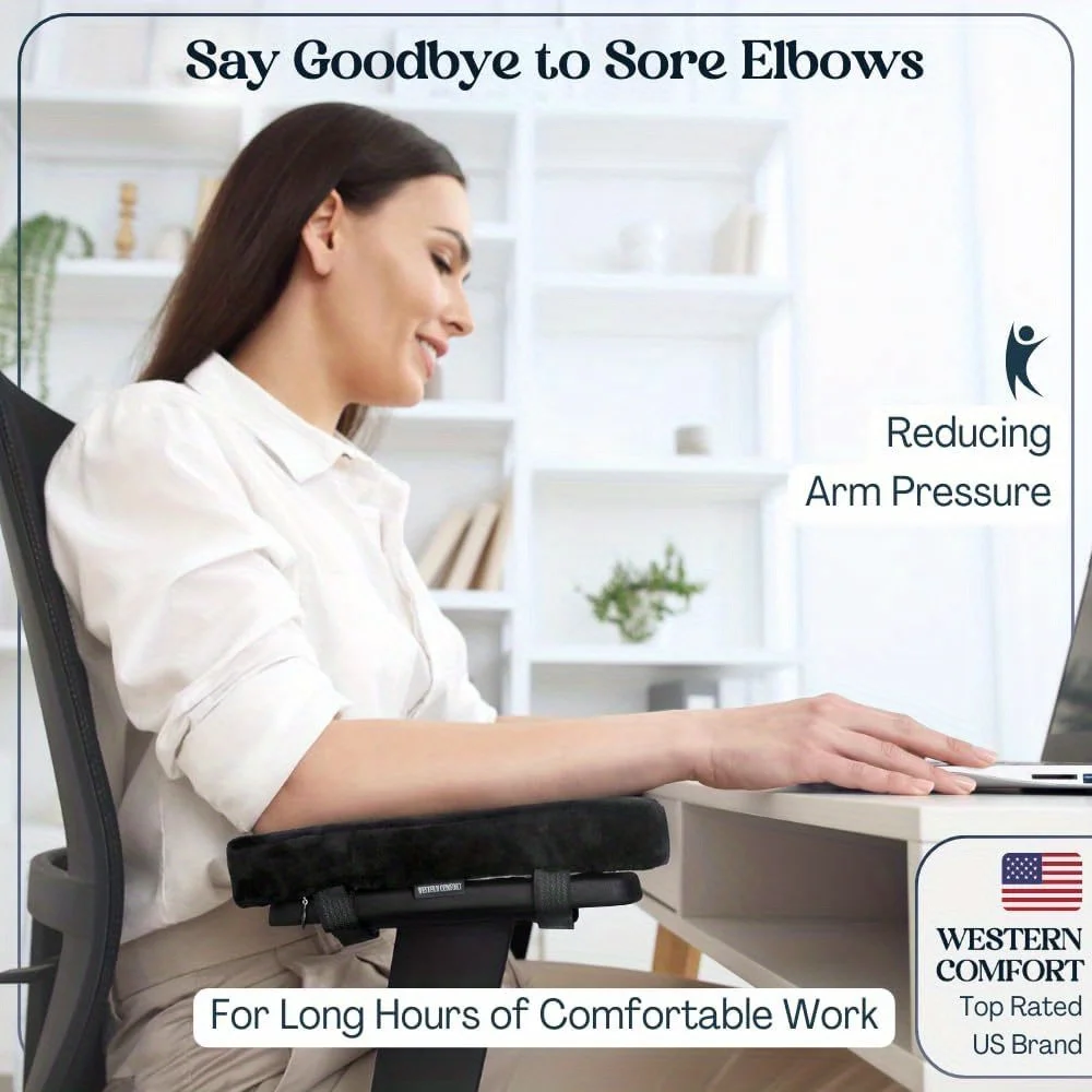 Memory Foam Armrest Pads for Office Chair Elbow Support Cushion for Arm Pressure Relief, Universal Fit Covers for Desk
