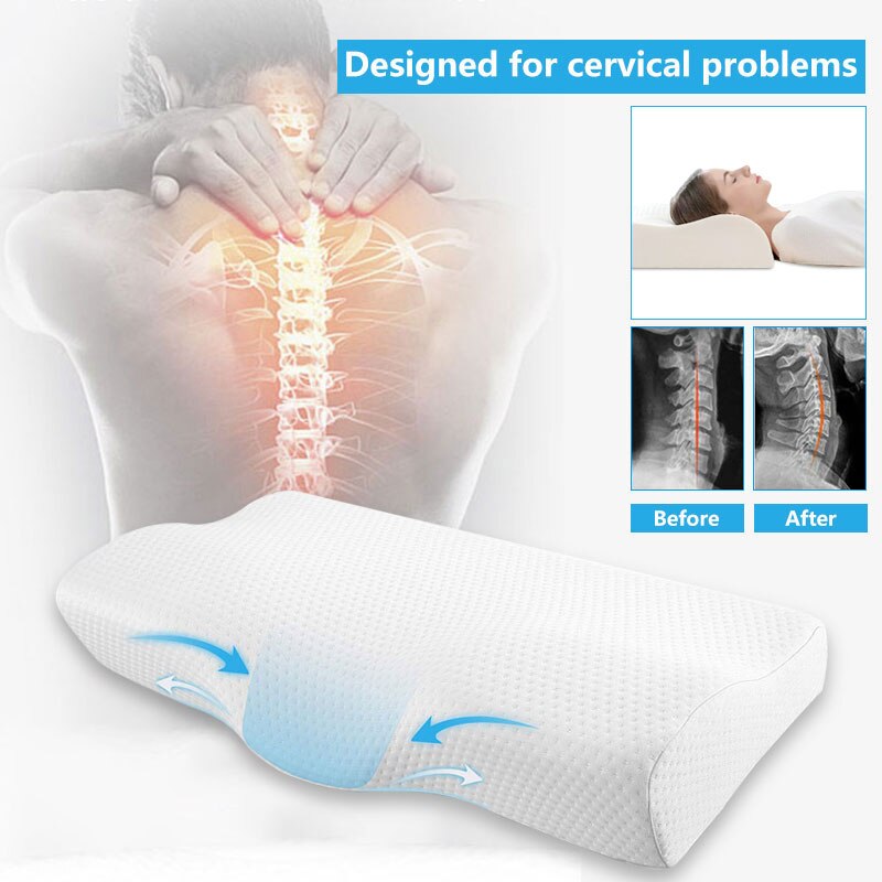 Memory Foam Bed Orthopedic Pillow Neck Protection Slow Rebound Memory Pillow Butterfly Shaped Health Cervical Neck Memory Foam Bed Orthopedic Pillow Neck Protection Slow Rebound Memory Pillow Butterfly Shaped Health Cervical Neck