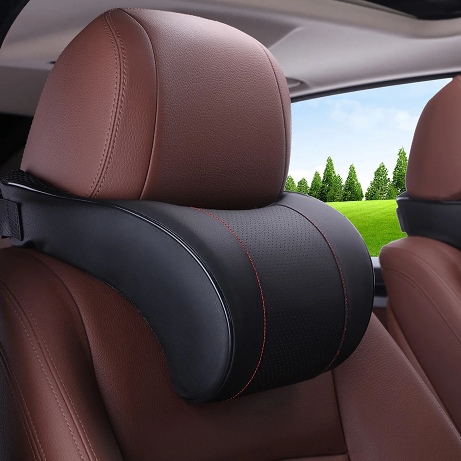 Memory Foam Car Neck Pillow PU Leather Car Headrest Pillows Car Neck Rest Seat Headrest Cushion Pad For Auto Interior Memory Foam Car Neck Pillow PU Leather Car Headrest Pillows Car Neck Rest Seat Headrest Cushion Pad For Auto Interior