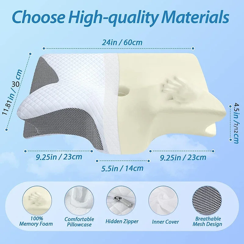 Memory Foam Cervical Pillow, 2 in 1 Ergonomic Contour Orthopedic Pillow for Neck Pain, Contoured Support Pillows,Neck Memory Foam Cervical Pillow, 2 in 1 Ergonomic Contour Orthopedic Pillow for Neck Pain, Contoured Support Pillows,Neck