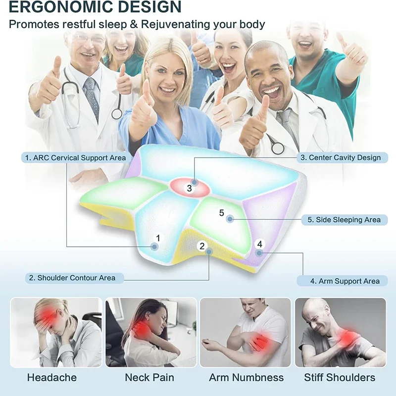 Memory Foam Cervical Pillow, 2 in 1 Ergonomic Contour Orthopedic Pillow for Neck Pain, Contoured Support Pillows,Neck Memory Foam Cervical Pillow, 2 in 1 Ergonomic Contour Orthopedic Pillow for Neck Pain, Contoured Support Pillows,Neck