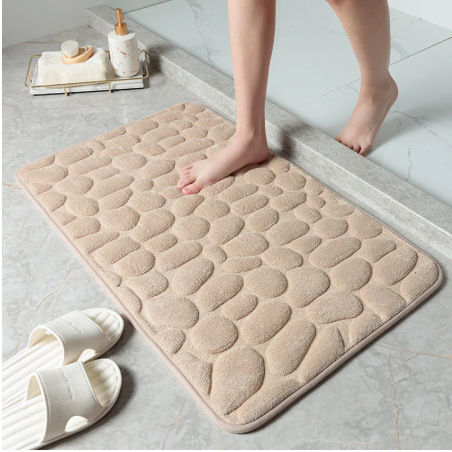 Memory Foam Embossed Velvet Carpet Bathroom Living Room Non-Slip Mat Cobblestone Floor Mat Memory Foam Embossed Velvet Carpet Bathroom Living Room Non-Slip Mat Cobblestone Floor Mat