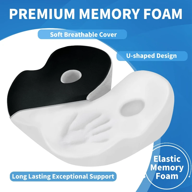 Memory Foam Seat Cushion Office Chair Cushion Chair Pad for Car Seat All-Day Sitting Tailbone Sciatica Pain Relief