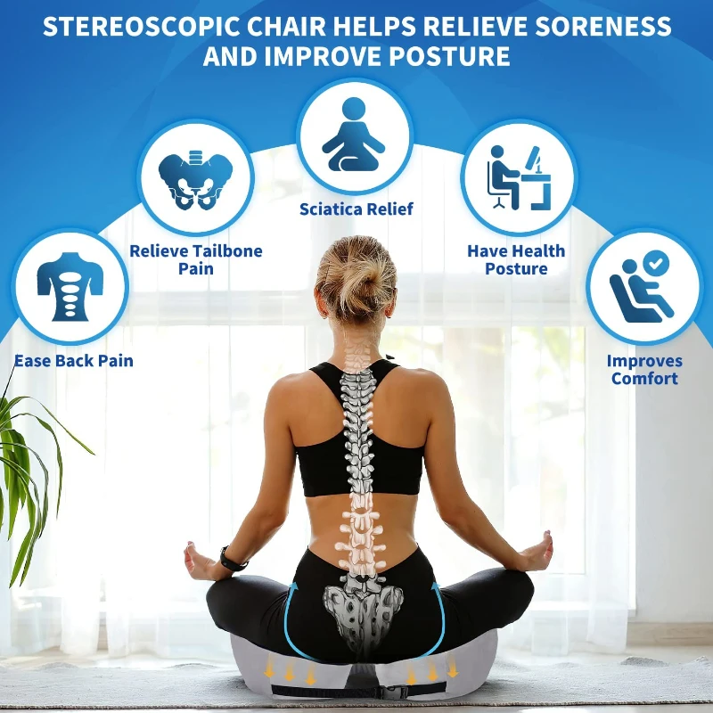 Memory Foam Seat Cushion Office Chair Cushion Chair Pad for Car Seat All-Day Sitting Tailbone Sciatica Pain Relief