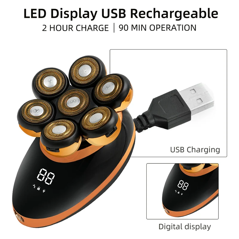 Men 7D Floating Men Electric Shaver Wet Dry Beard Hair Trimmer Electric Razor Rechargeable Bald Head Shaving Machine Men 7D Floating Men Electric Shaver Wet Dry Beard Hair Trimmer Electric Razor Rechargeable Bald Head Shaving Machine