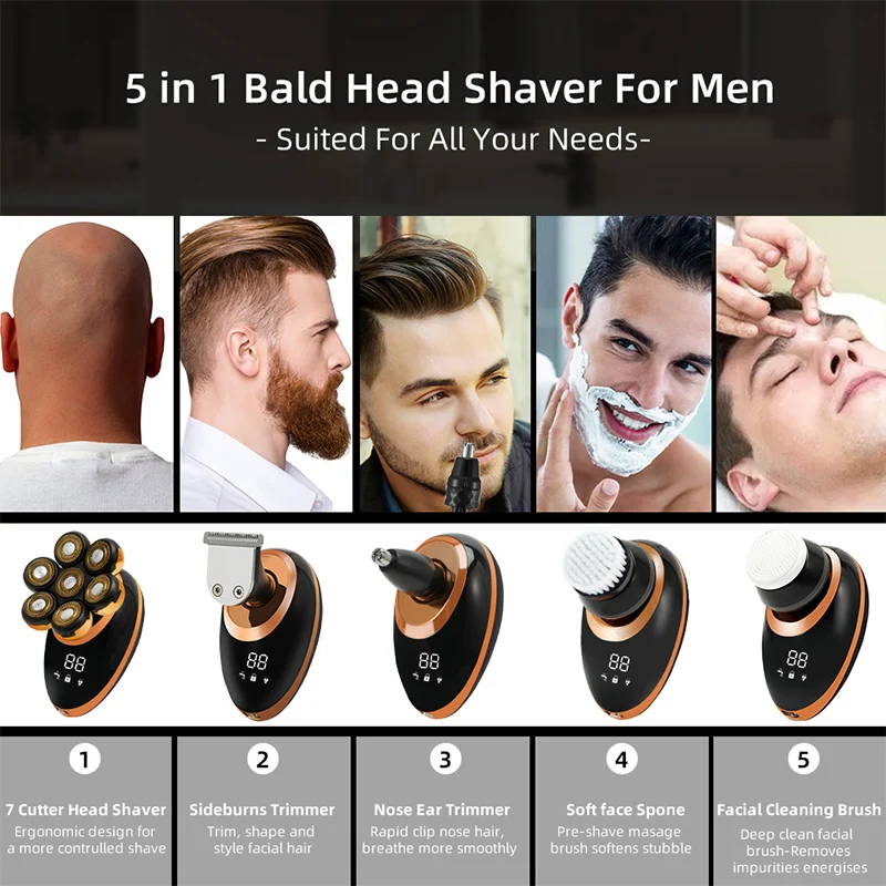 Men 7D Floating Men Electric Shaver Wet Dry Beard Hair Trimmer Electric Razor Rechargeable Bald Head Shaving Machine Men 7D Floating Men Electric Shaver Wet Dry Beard Hair Trimmer Electric Razor Rechargeable Bald Head Shaving Machine