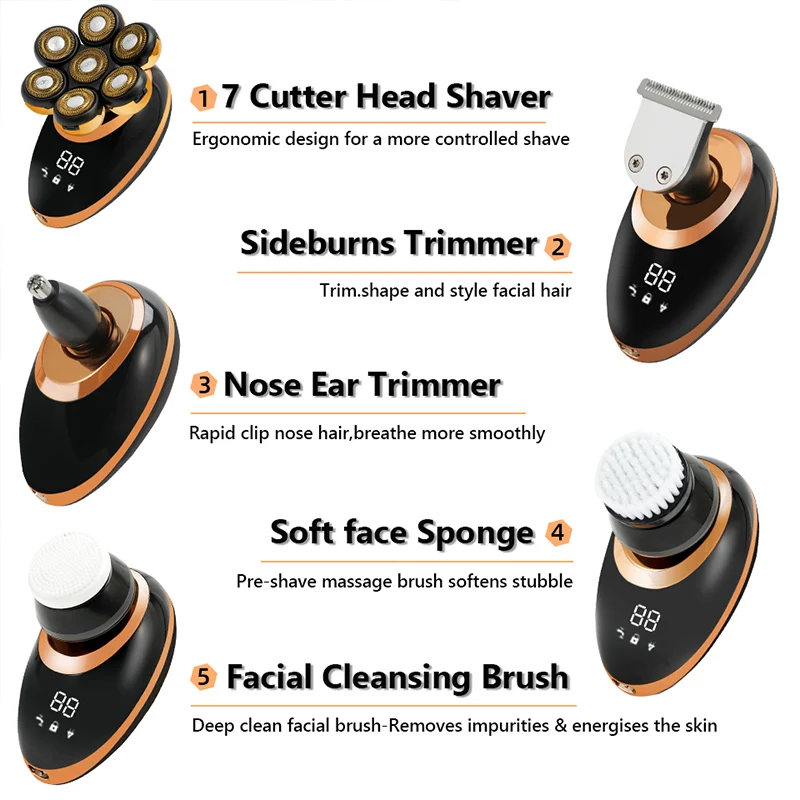Men 7D Floating Men Electric Shaver Wet Dry Beard Hair Trimmer Electric Razor Rechargeable Bald Head Shaving Machine Men 7D Floating Men Electric Shaver Wet Dry Beard Hair Trimmer Electric Razor Rechargeable Bald Head Shaving Machine