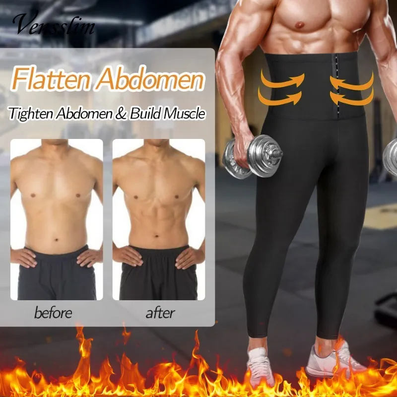 Men Body Shaper Thermo Sauna Pants Sweat Waist Trainer Leggings Slimming Weight Loss Workout Gym Compression Shorts