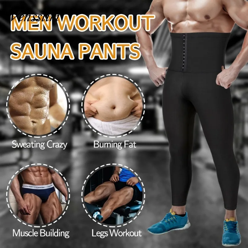 Men Body Shaper Thermo Sauna Pants Sweat Waist Trainer Leggings Slimming Weight Loss Workout Gym Compression Shorts