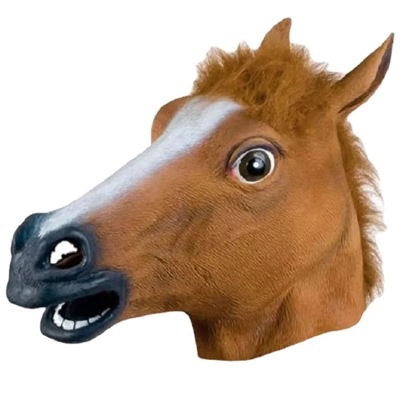 Men Brown Horse Masks Girl Funny Horse Head Mask Latex Animal Mask Novelty Halloween Cosplay Costumes Headgear Mascara Men Brown Horse Masks Girl Funny Horse Head Mask Latex Animal Mask Novelty Halloween Cosplay Costumes Headgear Mascara