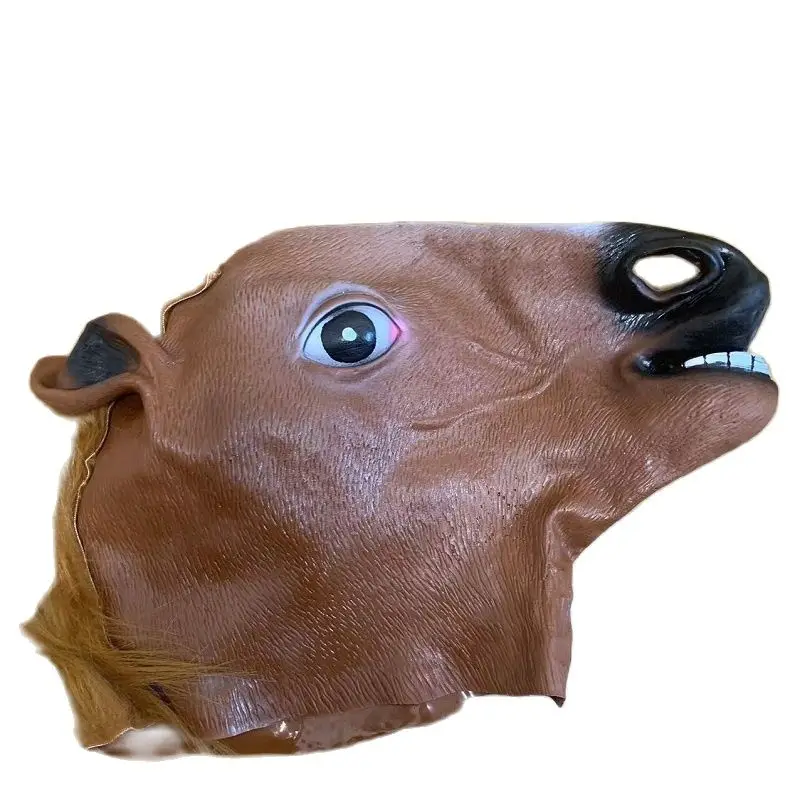 Men Brown Horse Masks Girl Funny Horse Head Mask Latex Animal Mask Novelty Halloween Cosplay Costumes Headgear Mascara Men Brown Horse Masks Girl Funny Horse Head Mask Latex Animal Mask Novelty Halloween Cosplay Costumes Headgear Mascara