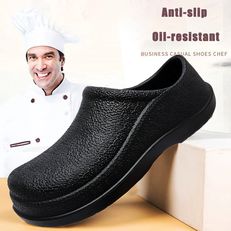 Men Chef Shoes Man Summer Beach Slippers Water-proof Oil-proof Kitchen Shoes Non-slip Garden Clogs Hotel Work Shoe EVA