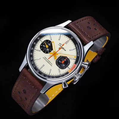 Men Chronograph Watch Mechanical Wristwatches with Seagull ST19 Swanneck Movement Pilot Sapphire Crystal Racing