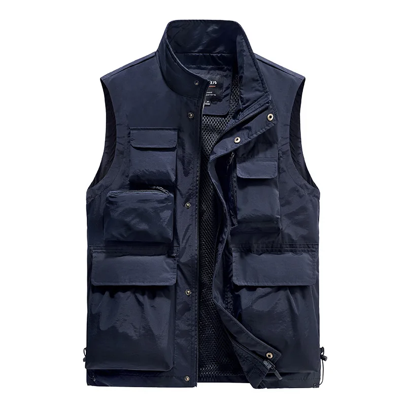Men Outdoor Vest Multi-Pocket Solid Color Fishing Director Reporter Work Waistcoat Photography Casual Vest Jacket Men Outdoor Vest Multi-Pocket Solid Color Fishing Director Reporter Work Waistcoat Photography Casual Vest Jacket