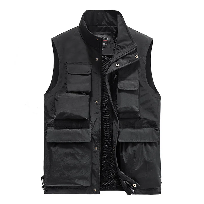Men Outdoor Vest Multi-Pocket Solid Color Fishing Director Reporter Work Waistcoat Photography Casual Vest Jacket Men Outdoor Vest Multi-Pocket Solid Color Fishing Director Reporter Work Waistcoat Photography Casual Vest Jacket