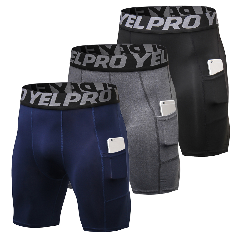 Men Running Shorts with Pockets (3Pcs)