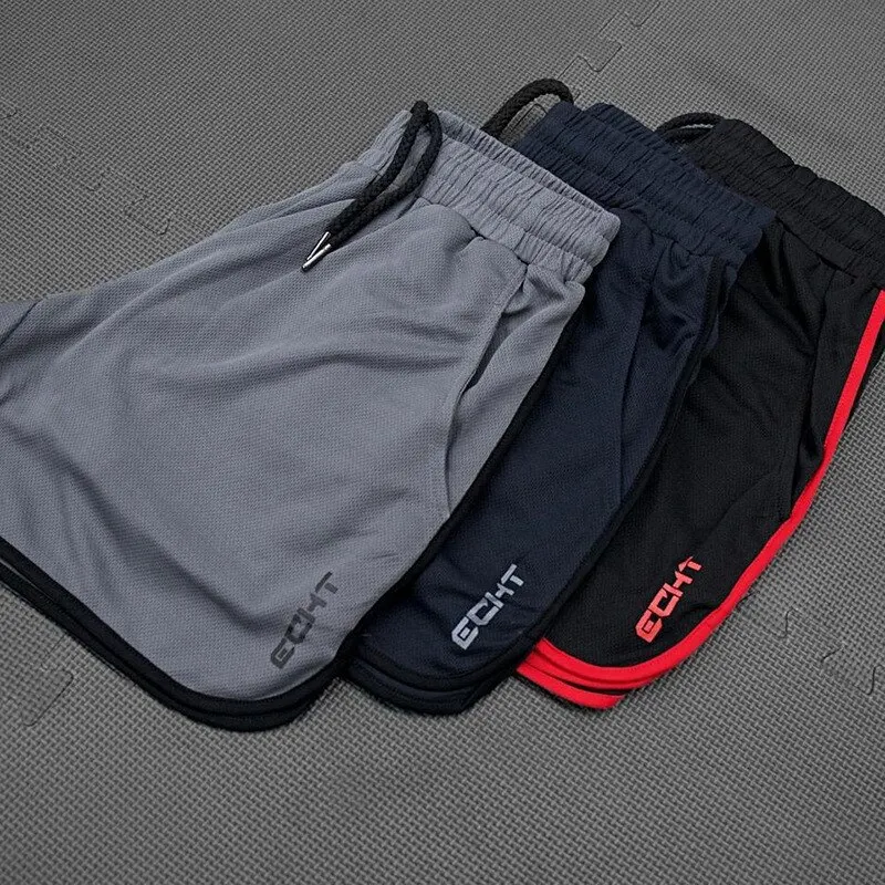 Men Summer Running Shorts Fitness Quick-drying Sport Shorts Breathable Mesh Workout Gym Short Pants Casual Sportswear