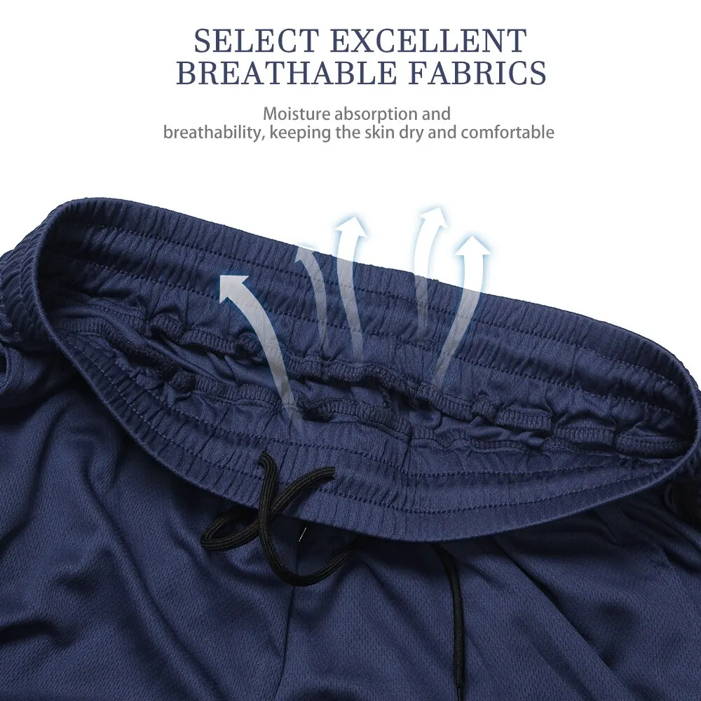 Men Summer Running Shorts Fitness Quick-drying Sport Shorts Breathable Mesh Workout Gym Short Pants Casual Sportswear