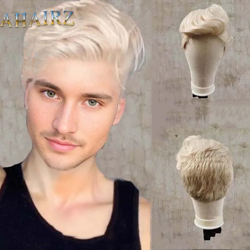 Men Synthetic Short Wig Pixie Cut Natural Straight Ombre Blonde Wig Heat Resistant Fiber for Daily Cosplay Party Men Synthetic Short Wig Pixie Cut Natural Straight Ombre Blonde Wig Heat Resistant Fiber for Daily Cosplay Party