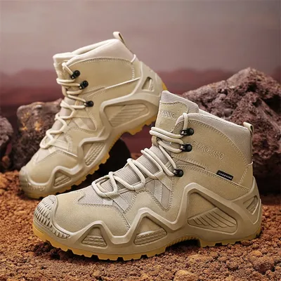 Men Tactical Boots with Straps for Combat Training Waterproof Straps Outdoor Hiking Breathable Shoes Multifunctional