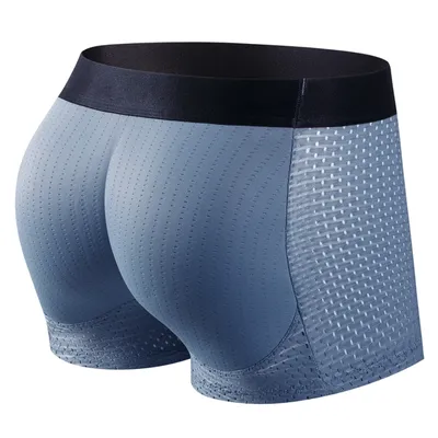 Men Trunks Built-in Fake Butt Hip Lifter Enhancer Shorts Boxer Briefs Padded Underwear Shapewear Underpants Nylon