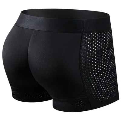 Men Trunks Built-in Fake Butt Hip Lifter Enhancer Shorts Boxer Briefs Padded Underwear Shapewear Underpants Nylon