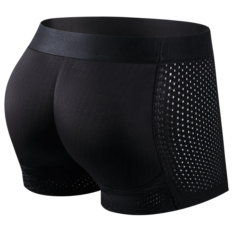 Men Trunks Built-in Fake Butt Hip Lifter Enhancer Shorts Boxer Briefs Padded Underwear Shapewear Underpants Nylon